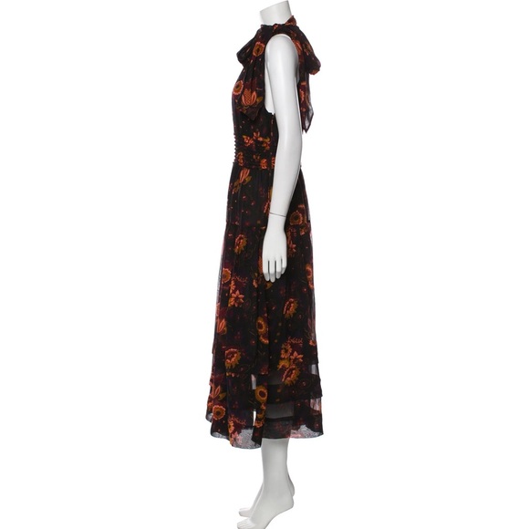 Ulla Johnson Maya Printed Silk Midi Halter Neck Dress Size 8 - Picture 3 of 4